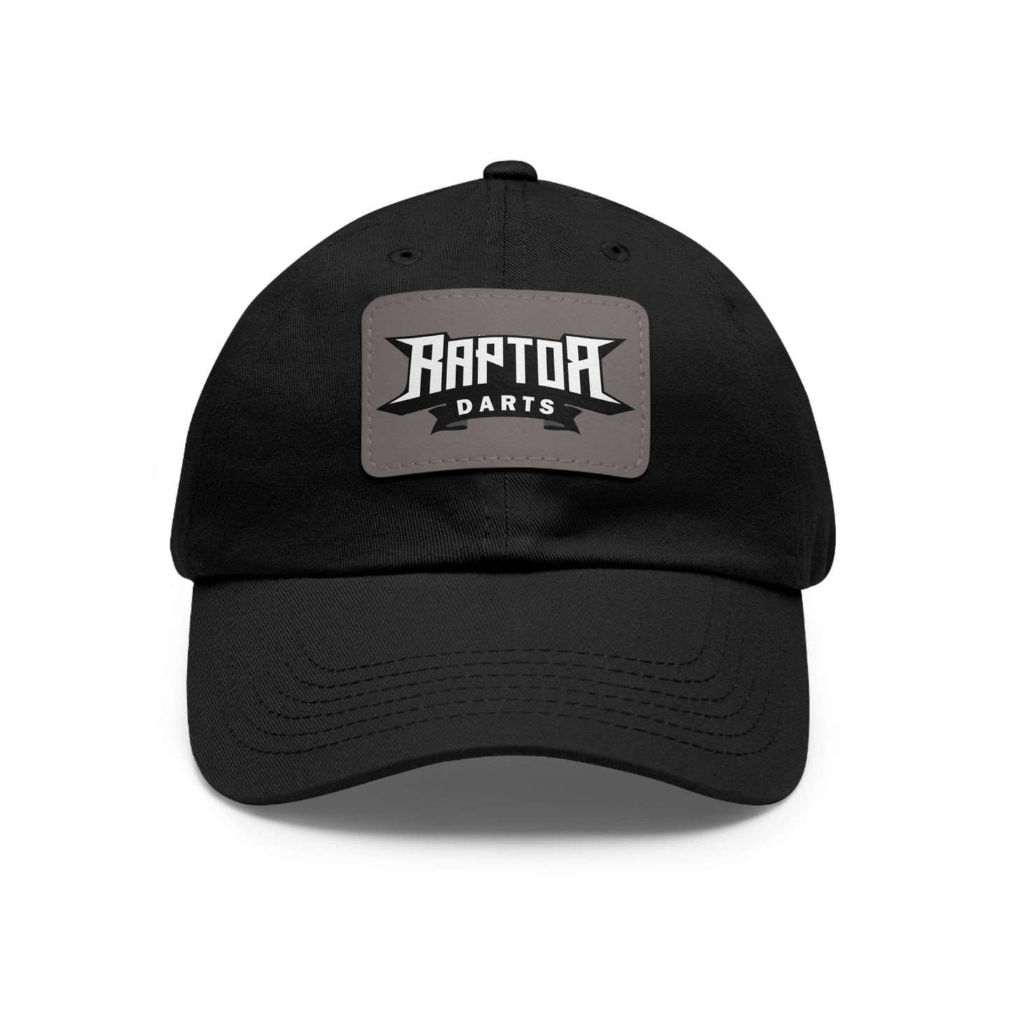 Stylish Dad Hat with Leather Patch Raptor Logo, Casual Headwear, Perfect for Darts Fans, Outdoor Activities, Everyday Wear