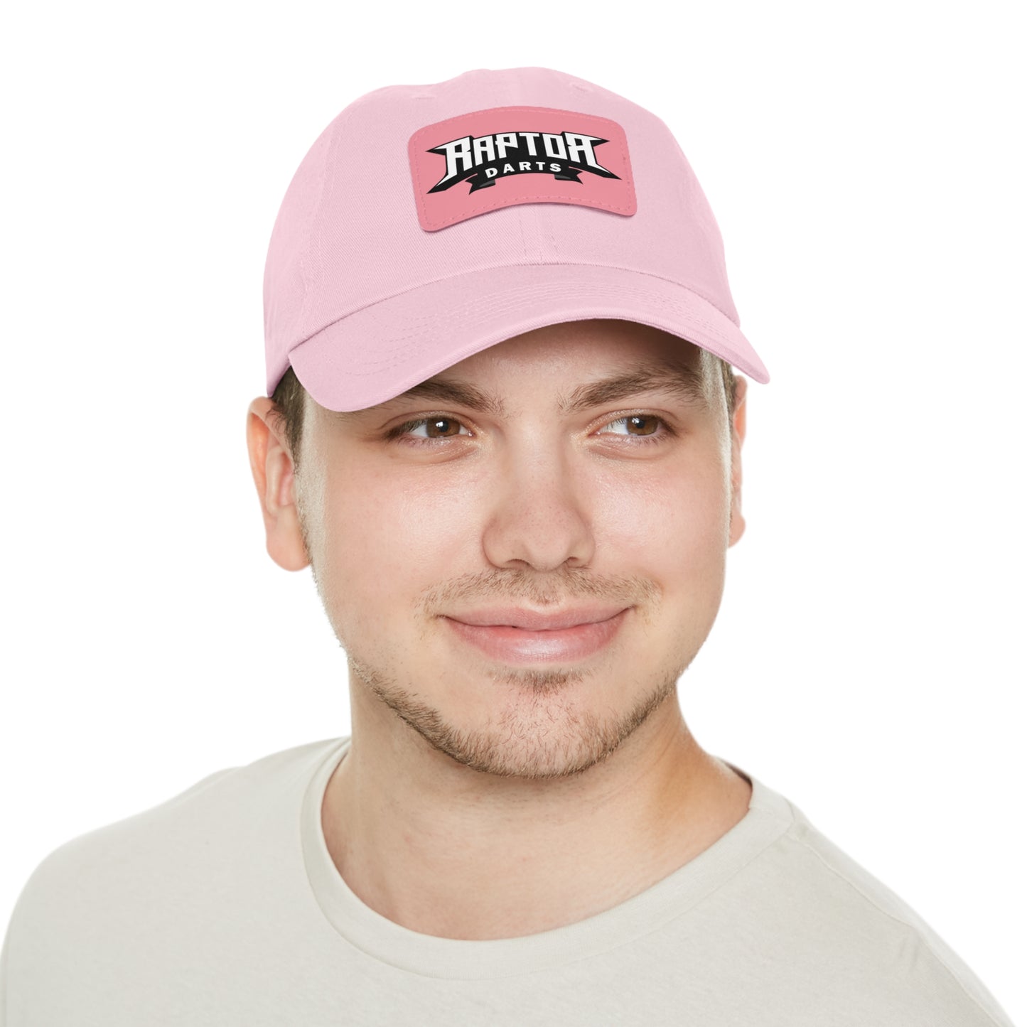Stylish Dad Hat with Leather Patch Raptor Logo, Casual Headwear, Perfect for Darts Fans, Outdoor Activities, Everyday Wear