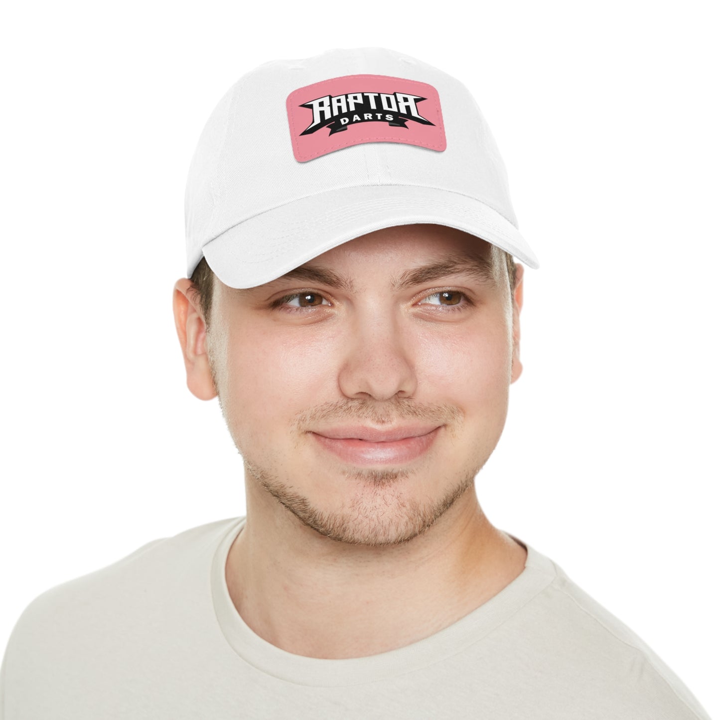 Stylish Dad Hat with Leather Patch Raptor Logo, Casual Headwear, Perfect for Darts Fans, Outdoor Activities, Everyday Wear