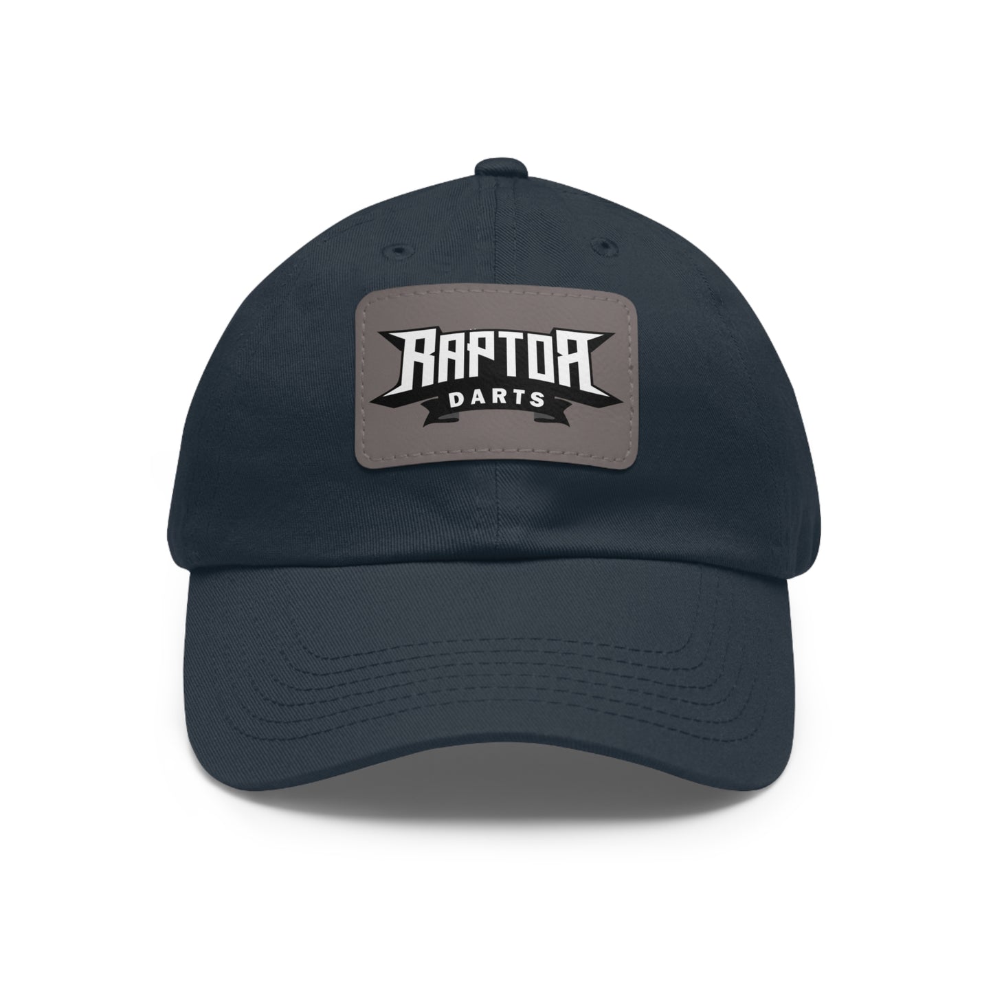 Stylish Dad Hat with Leather Patch Raptor Logo, Casual Headwear, Perfect for Darts Fans, Outdoor Activities, Everyday Wear