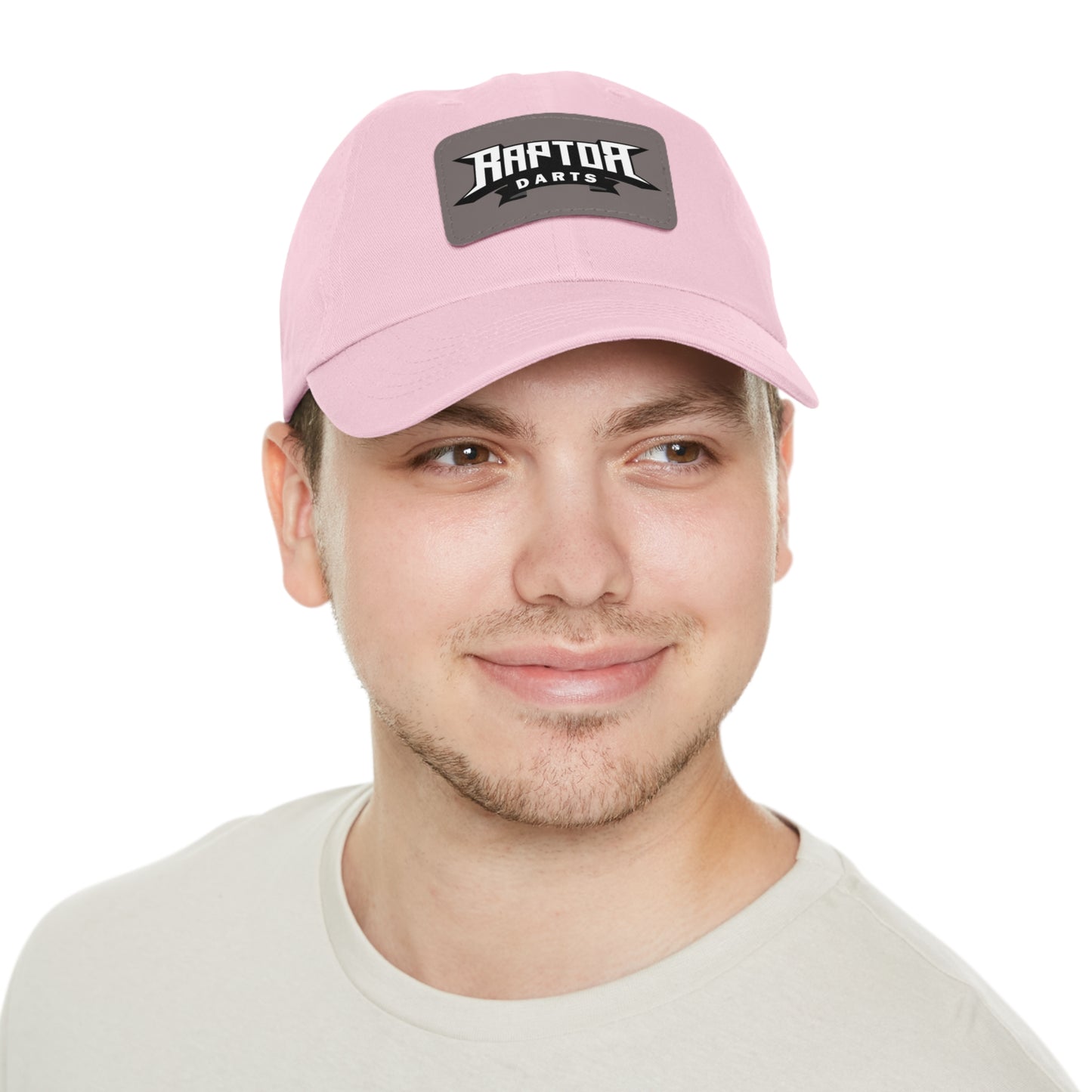 Stylish Dad Hat with Leather Patch Raptor Logo, Casual Headwear, Perfect for Darts Fans, Outdoor Activities, Everyday Wear