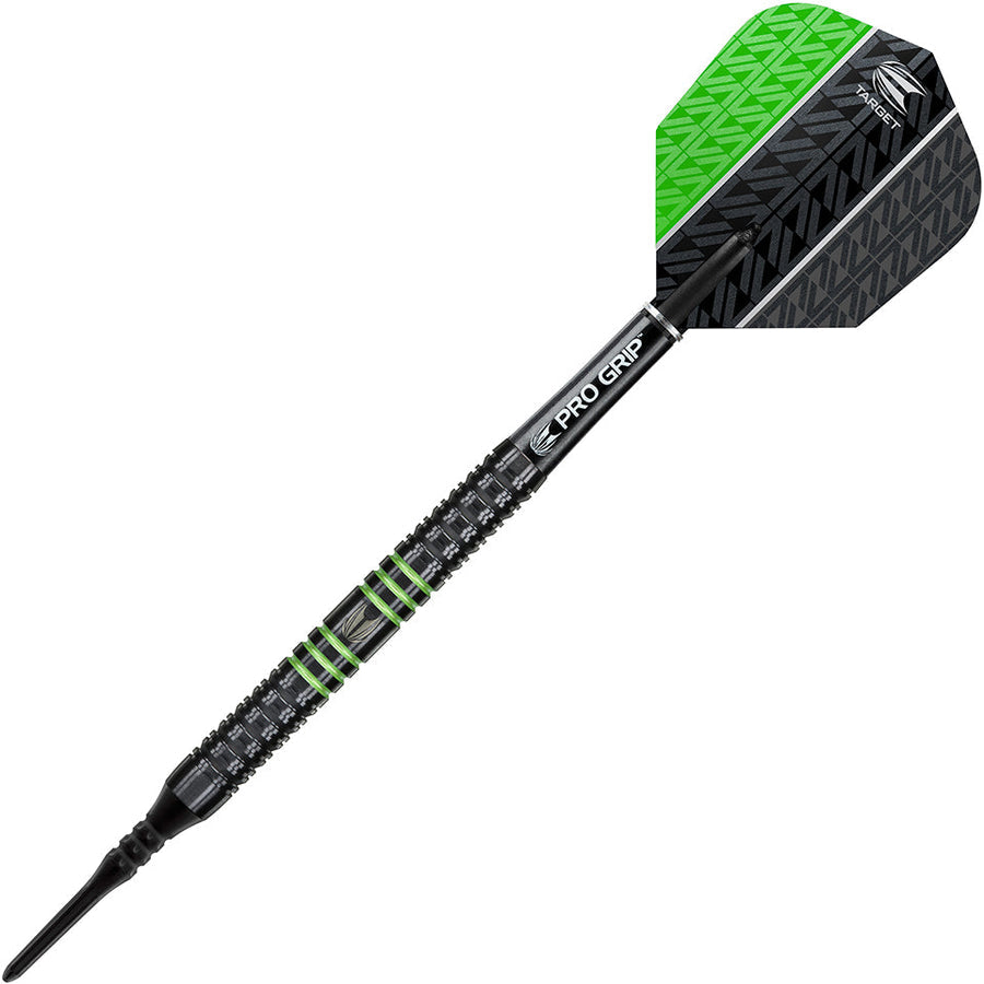 Vapor8 Black Soft Tip Darts - Ringed Grip Green 18gm
