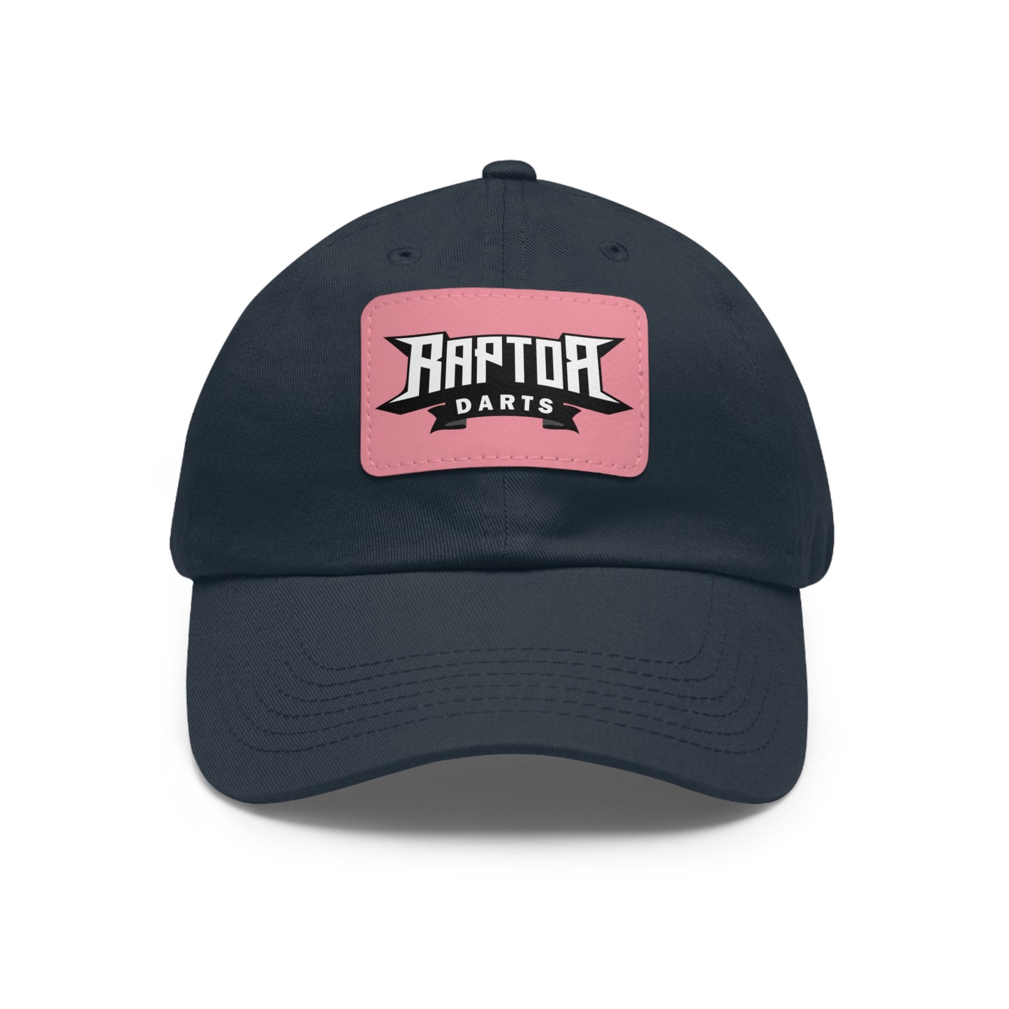 Stylish Dad Hat with Leather Patch Raptor Logo, Casual Headwear, Perfect for Darts Fans, Outdoor Activities, Everyday Wear
