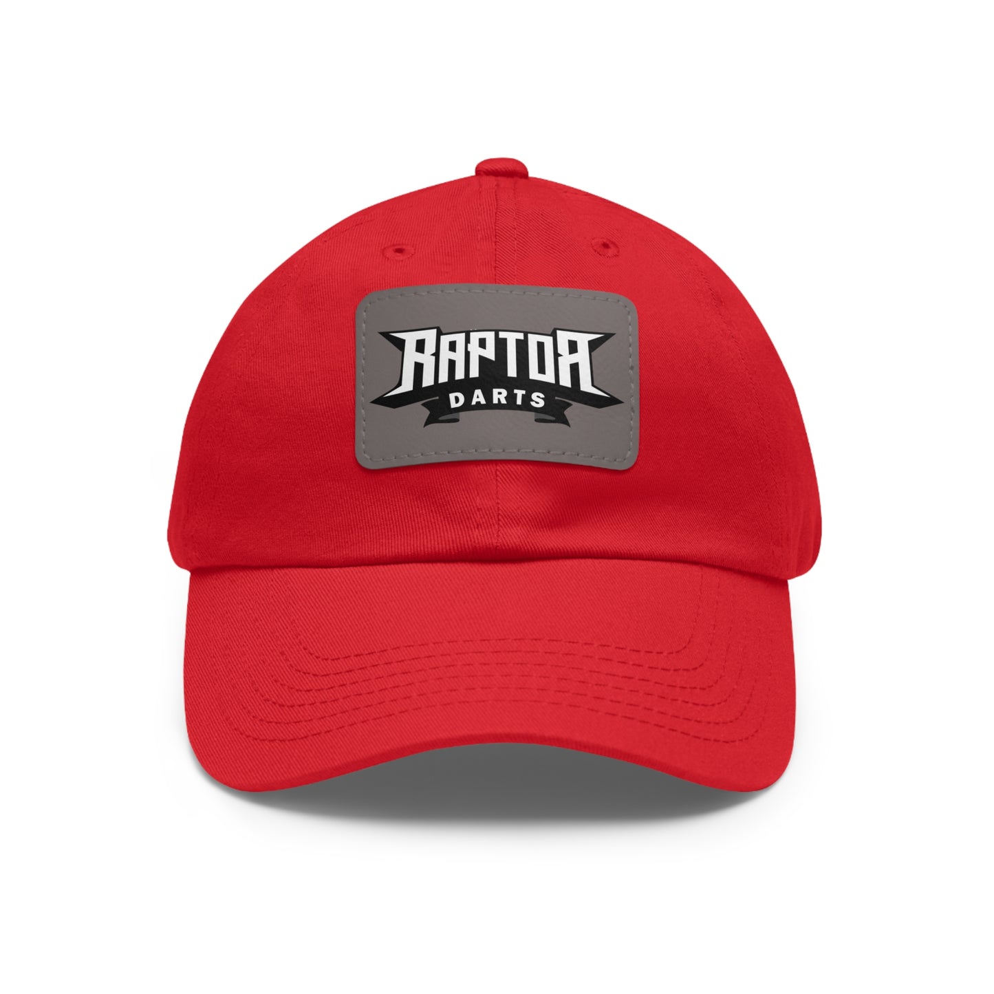 Stylish Dad Hat with Leather Patch Raptor Logo, Casual Headwear, Perfect for Darts Fans, Outdoor Activities, Everyday Wear