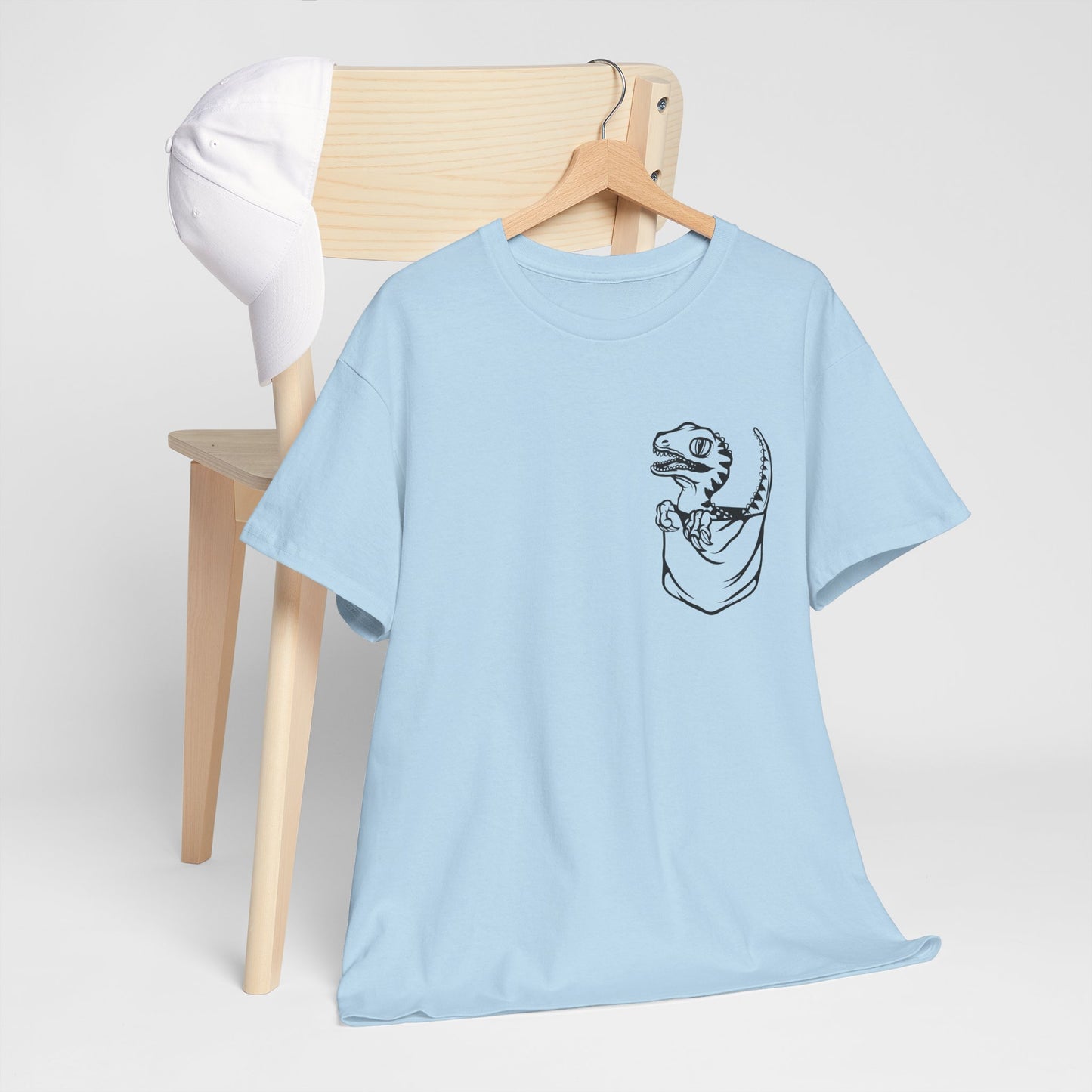 Raptor Pocket Tee - Fun Cotton Shirt for Dart Lovers, Casual Wear, Dino-Themed