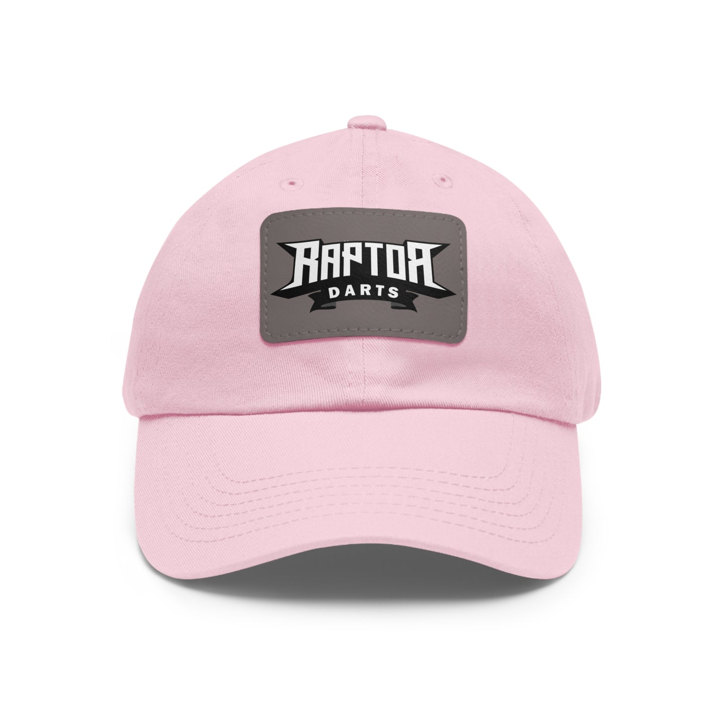 Stylish Dad Hat with Leather Patch Raptor Logo, Casual Headwear, Perfect for Darts Fans, Outdoor Activities, Everyday Wear