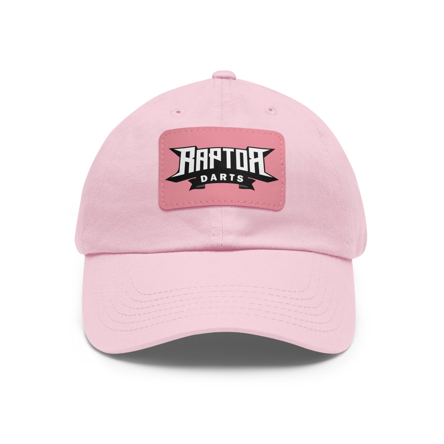 Stylish Dad Hat with Leather Patch Raptor Logo, Casual Headwear, Perfect for Darts Fans, Outdoor Activities, Everyday Wear
