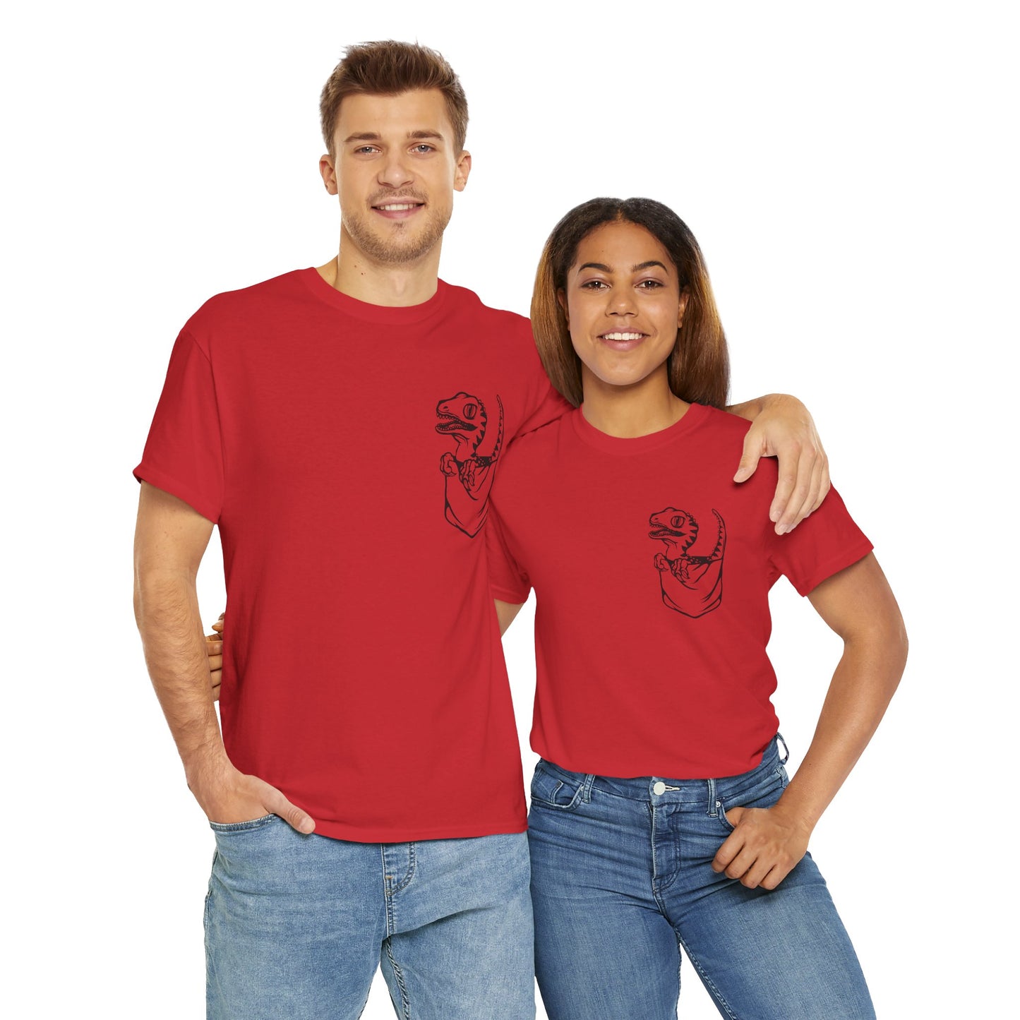 Raptor Pocket Tee - Fun Cotton Shirt for Dart Lovers, Casual Wear, Dino-Themed