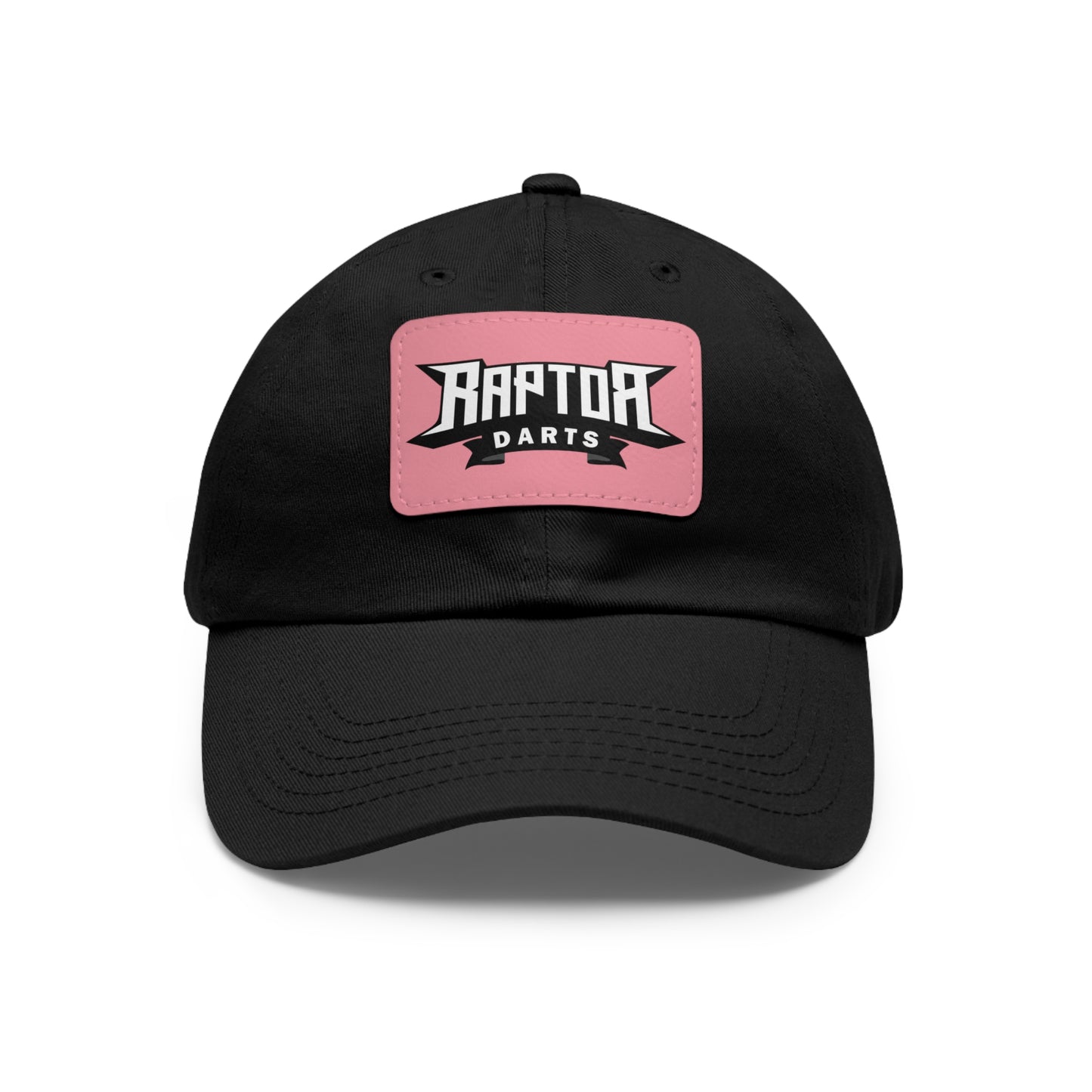 Stylish Dad Hat with Leather Patch Raptor Logo, Casual Headwear, Perfect for Darts Fans, Outdoor Activities, Everyday Wear