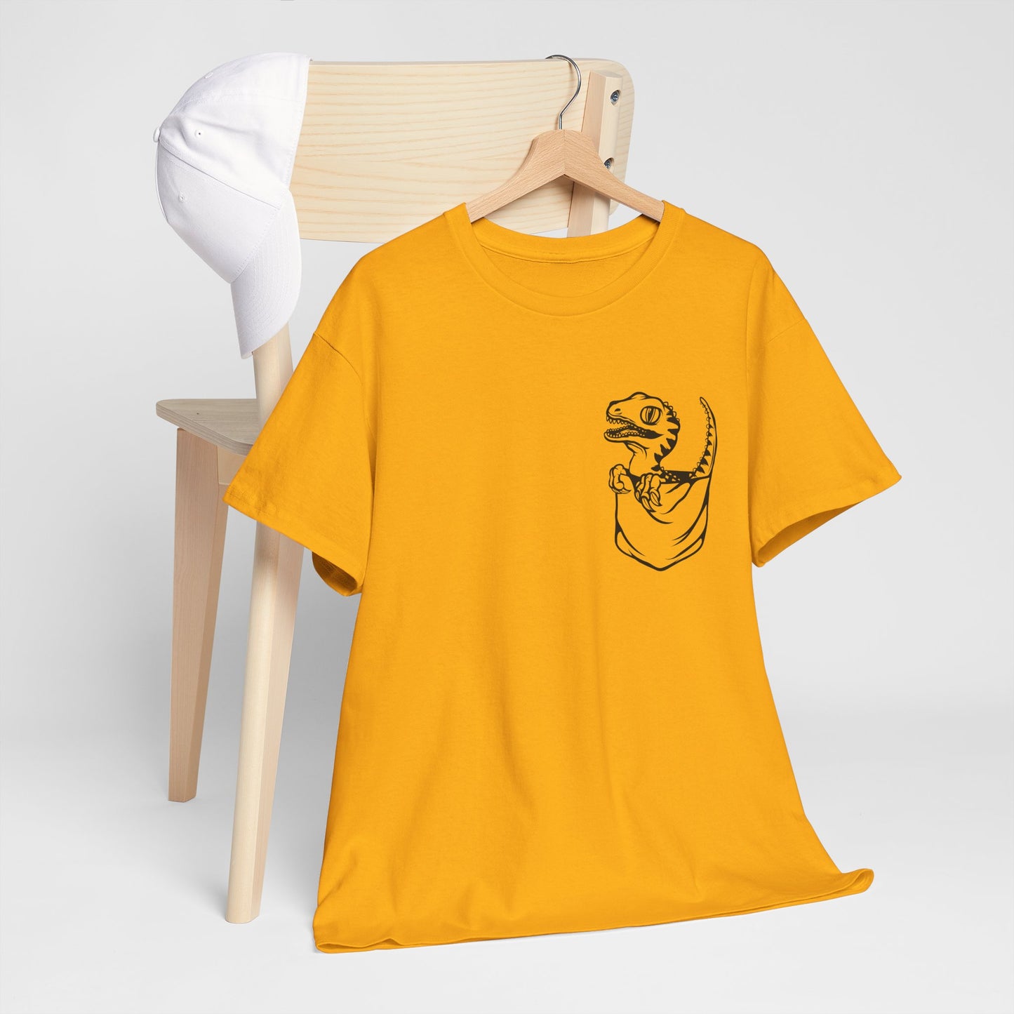 Raptor Pocket Tee - Fun Cotton Shirt for Dart Lovers, Casual Wear, Dino-Themed