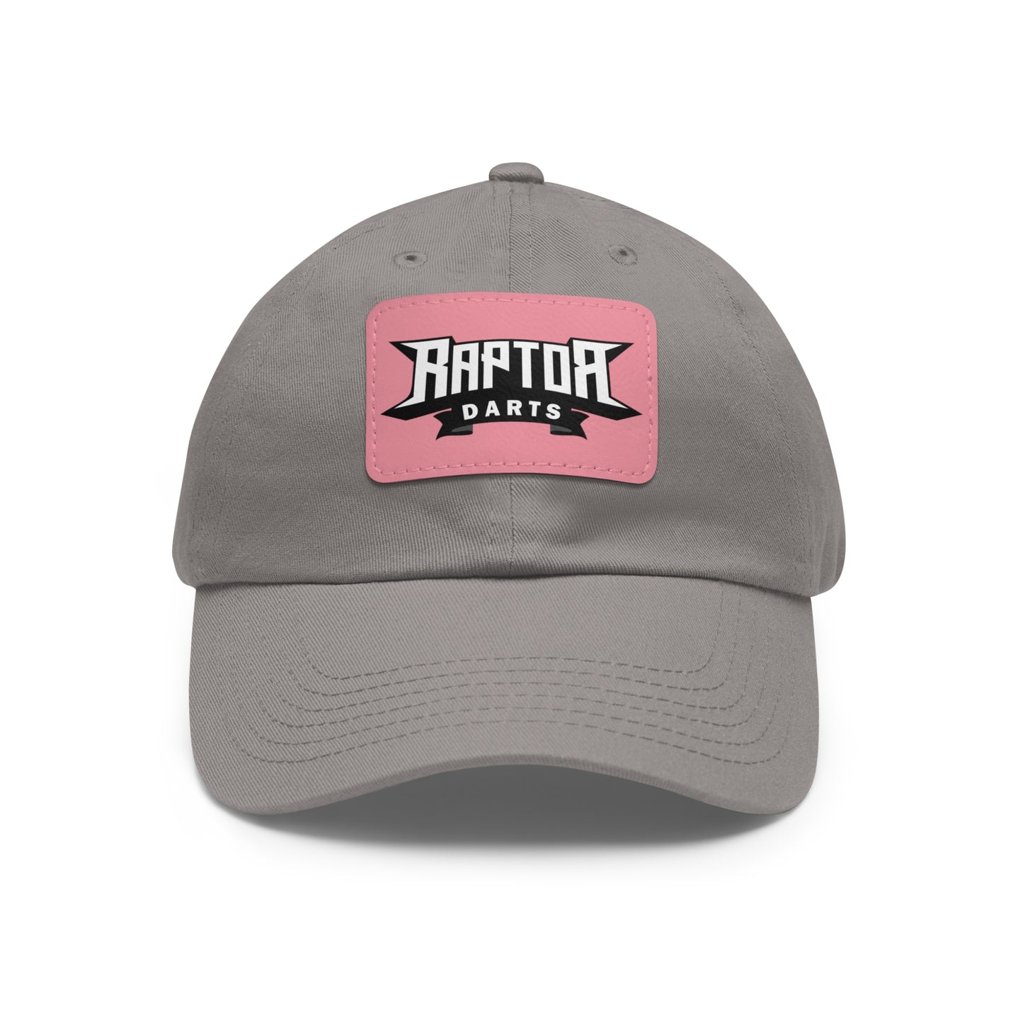 Stylish Dad Hat with Leather Patch Raptor Logo, Casual Headwear, Perfect for Darts Fans, Outdoor Activities, Everyday Wear