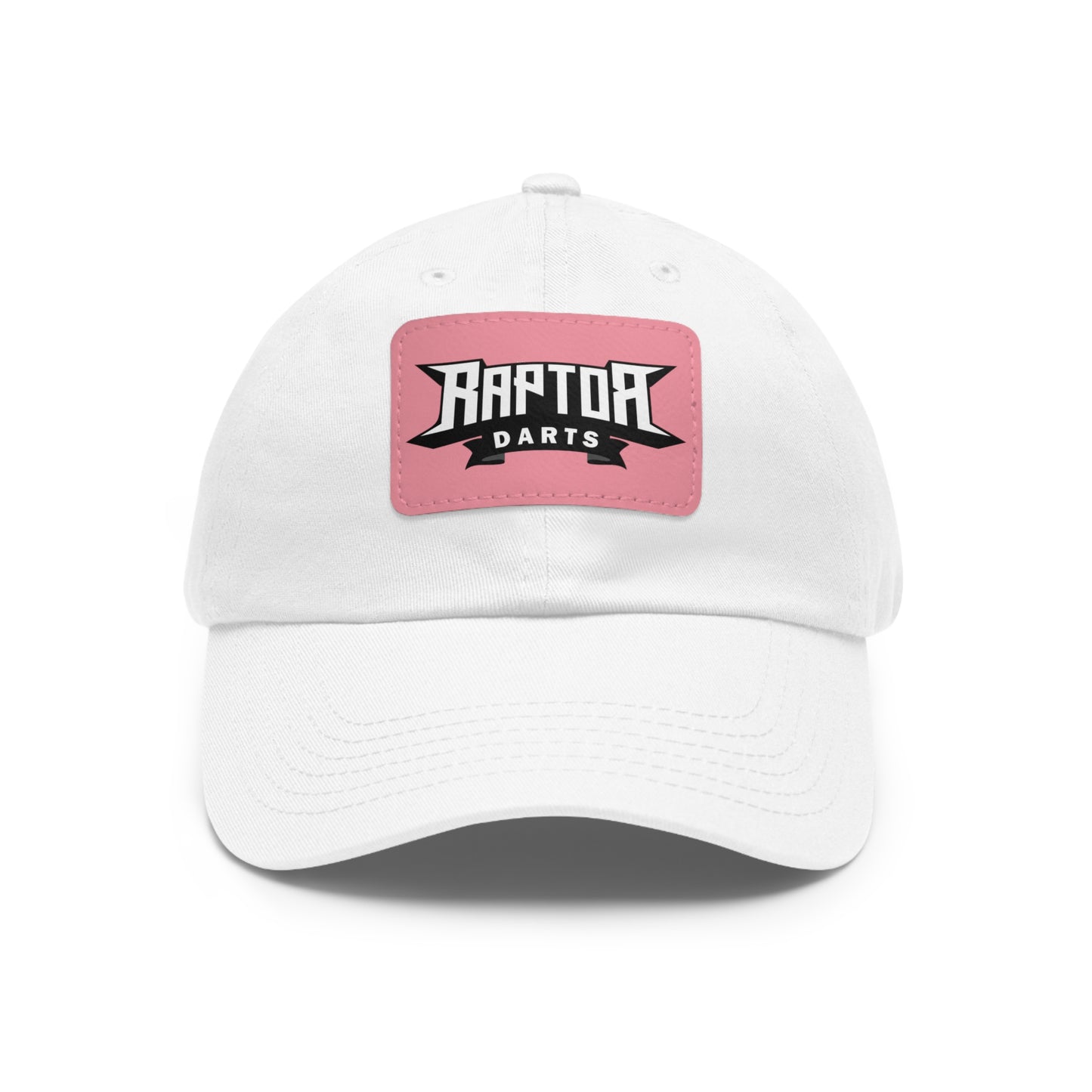Stylish Dad Hat with Leather Patch Raptor Logo, Casual Headwear, Perfect for Darts Fans, Outdoor Activities, Everyday Wear