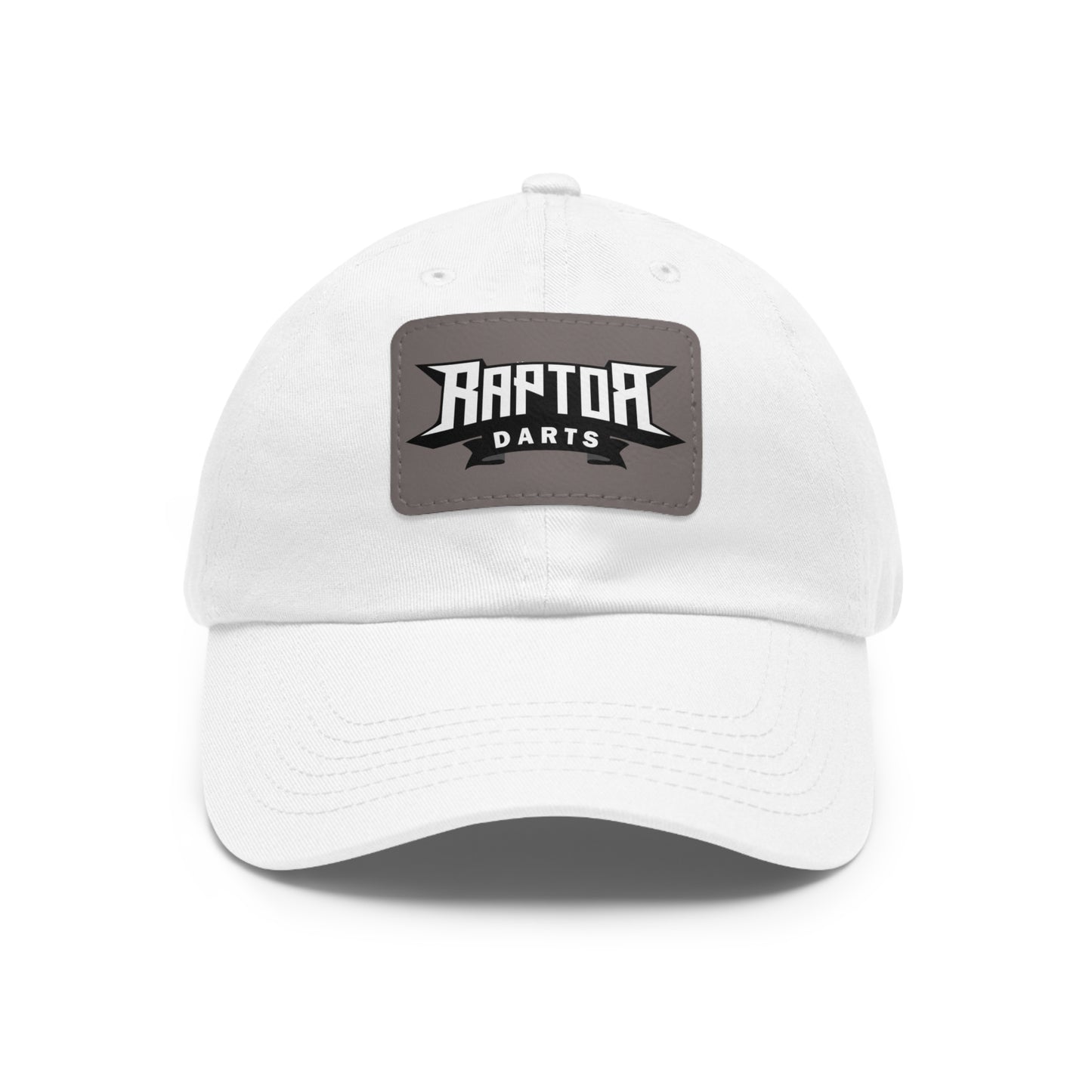 Stylish Dad Hat with Leather Patch Raptor Logo, Casual Headwear, Perfect for Darts Fans, Outdoor Activities, Everyday Wear