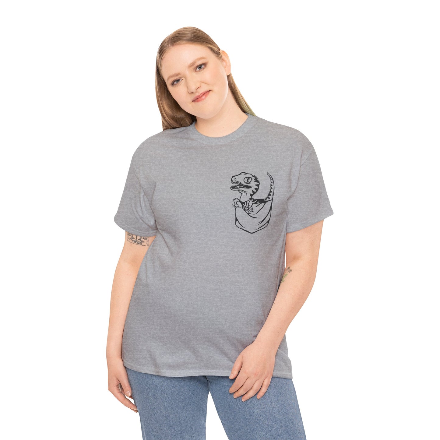 Raptor Pocket Tee - Fun Cotton Shirt for Dart Lovers, Casual Wear, Dino-Themed