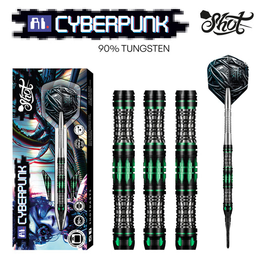 AI Cyberpunk Soft Tip Dart Set-90% Tungsten Barrels-20gm