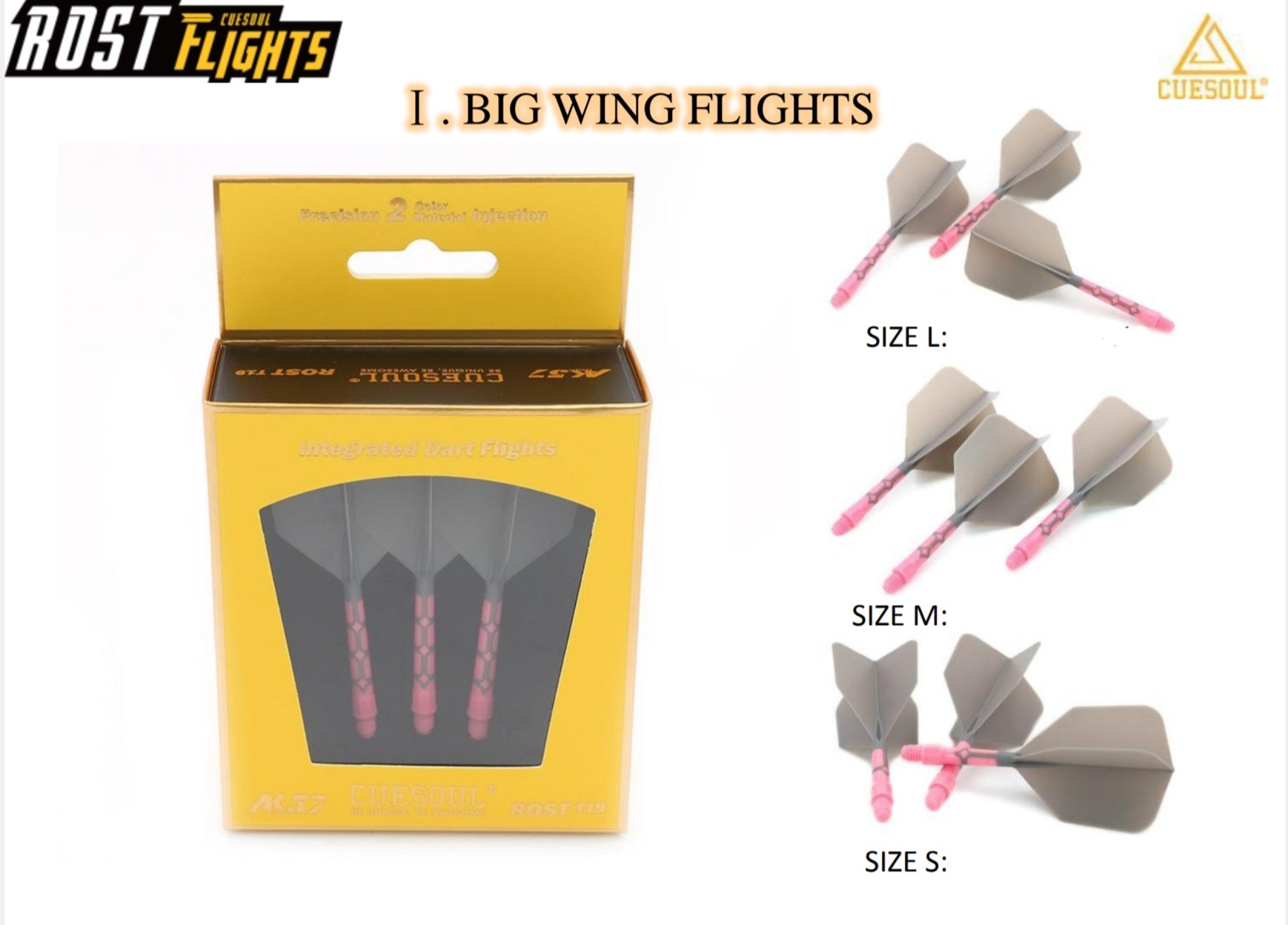 Cuesoul Dart Flight/Shaft AK5 Pink Big Wing Flights