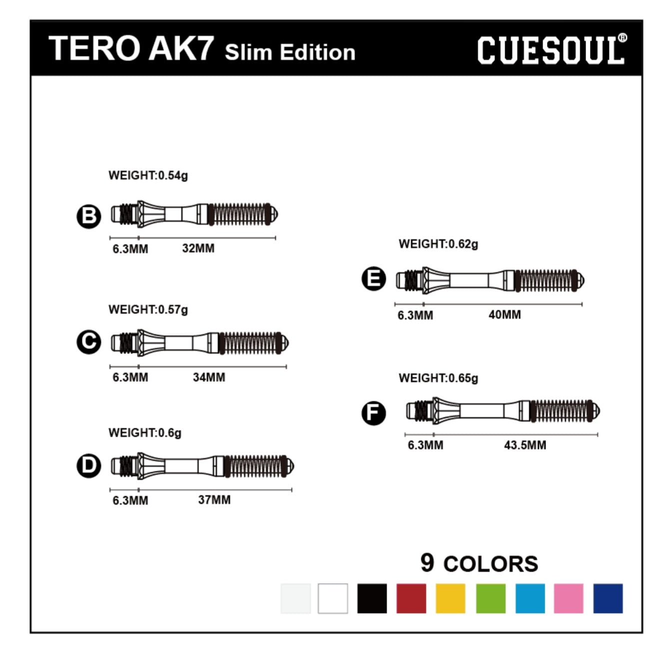 Cuesoul AK7 Slim Dart Shafts White