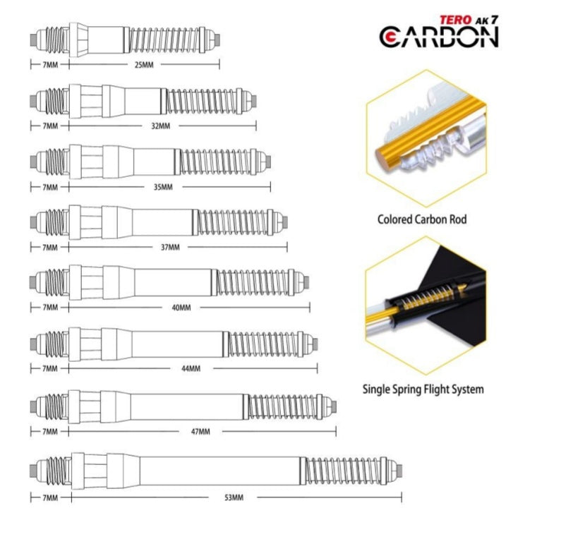 Cuesoul Tero AK7 Carbon Rod Dart Shafts -White