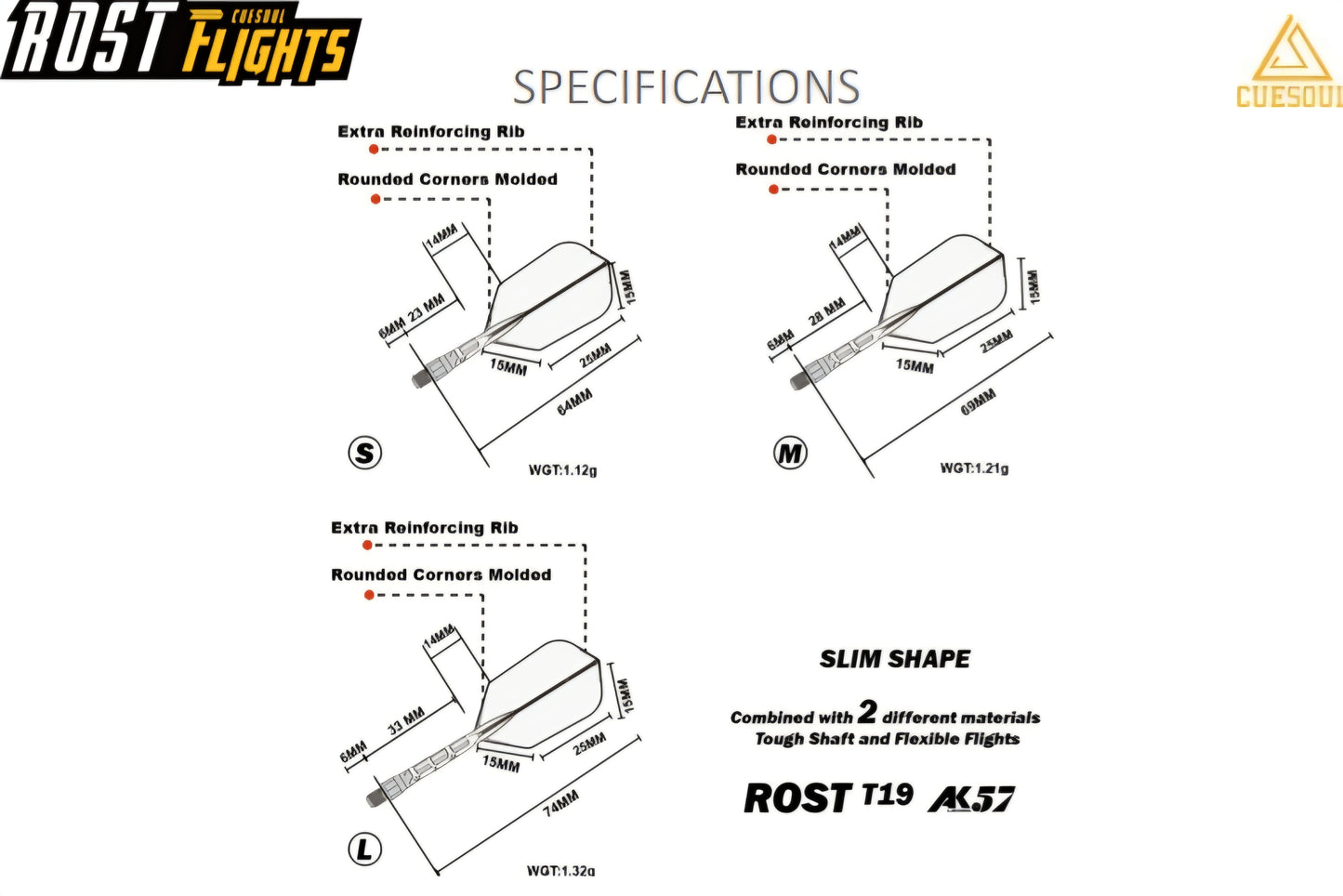 Rost T19 Slim Integrated Flights Blue/Clear