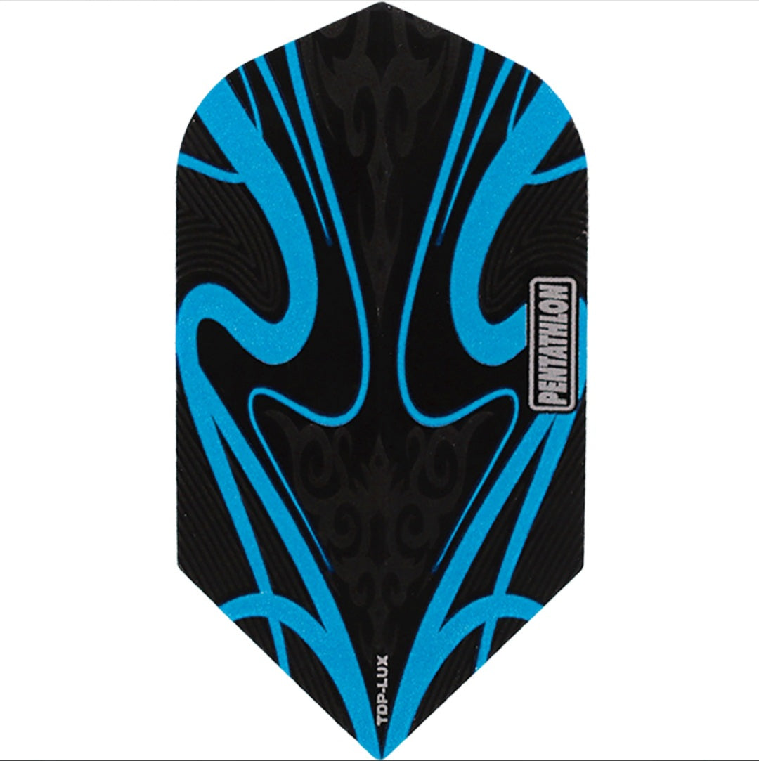 PENTATHLON DART FLIGHTS - SLIM BLACK LIGHT BLUE