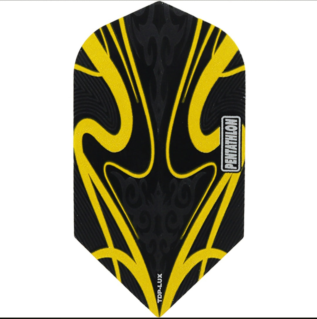 PENTATHLON DART FLIGHTS - SLIM BLACK YELLOW