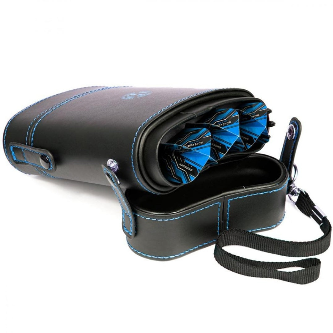 HARROWS PRIMA DART CASE - BLACK & AQUA BLUE