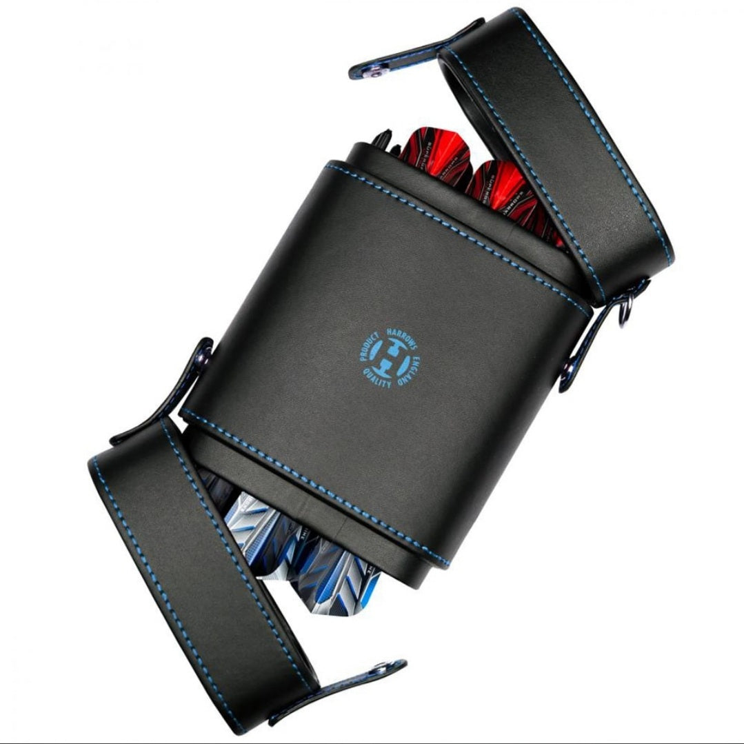 HARROWS PRIMA DART CASE - BLACK & AQUA BLUE