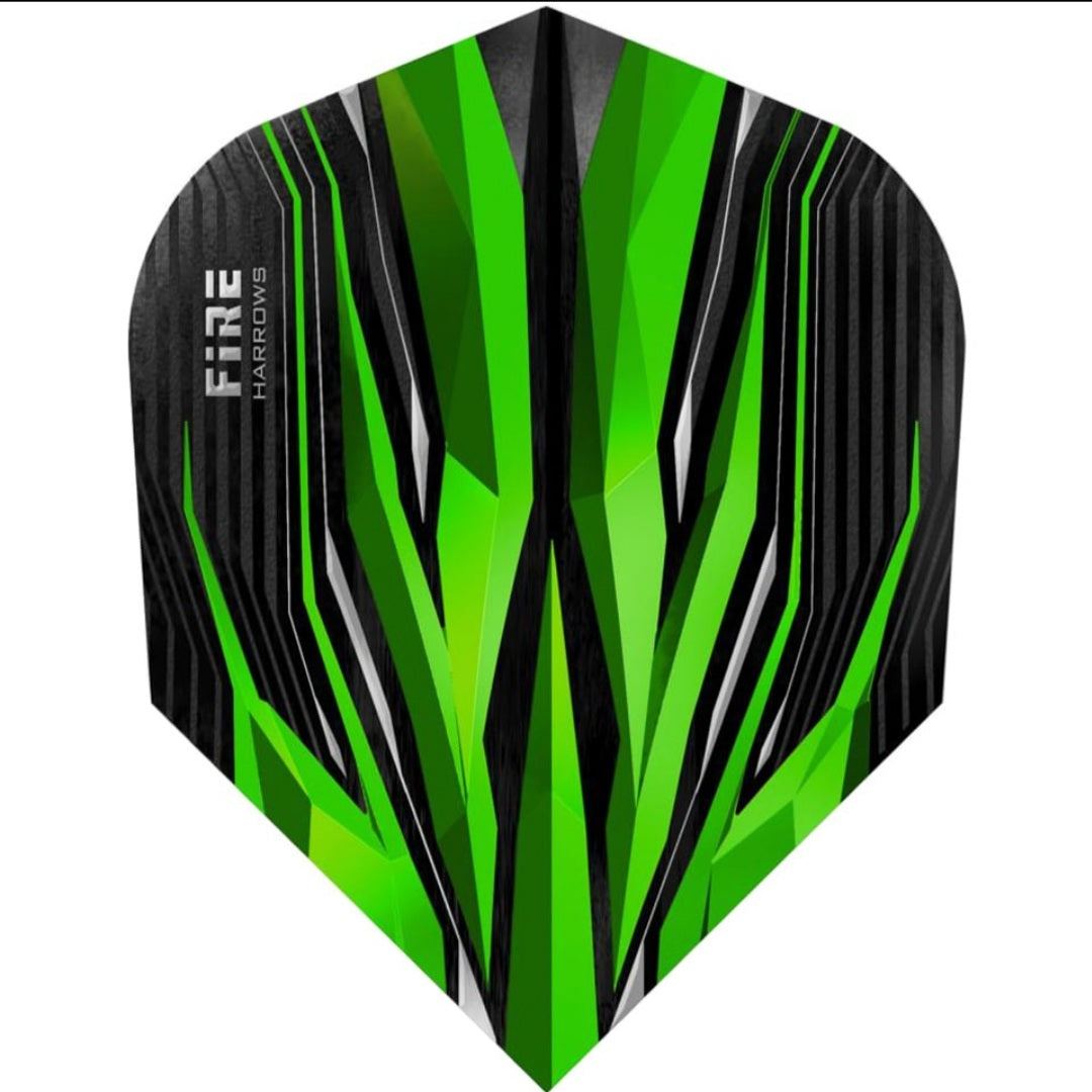 HARROWS FIRE DART FLIGHTS - SHAPE GREEN & BLACK
