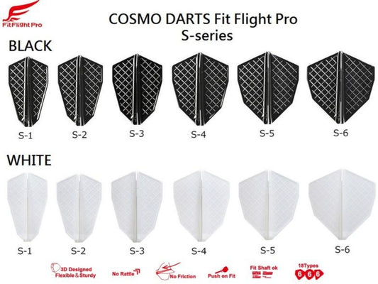 Fit Flight Pro Dart Flights - S Series - Black