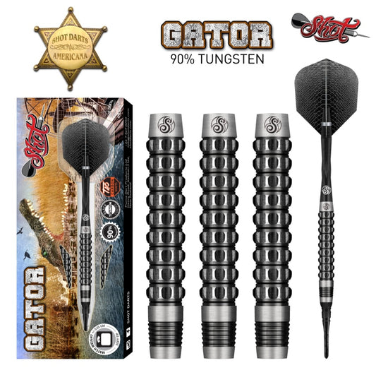 Shot Americana Gator Soft Tip Dart Set-90% Tungsten
