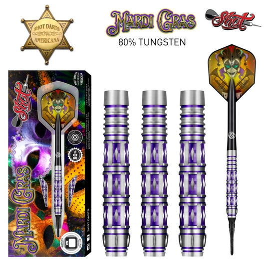 Shot Americana Mardi Gras Soft Tip Dart Set-80% Tungsten-18gm
