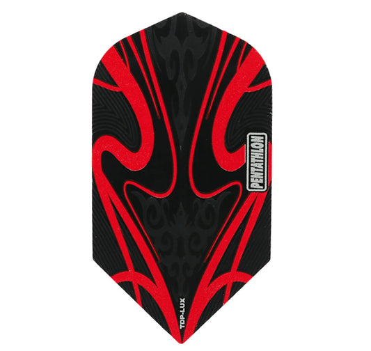 Pentathlon Dart Flights - Slim Black With Red