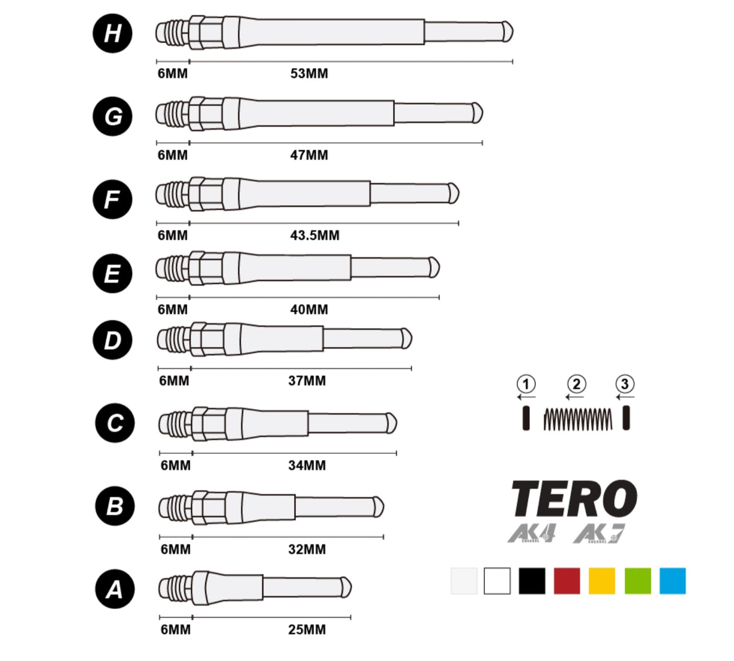 TERO AK7 Dart Shaft - Blue