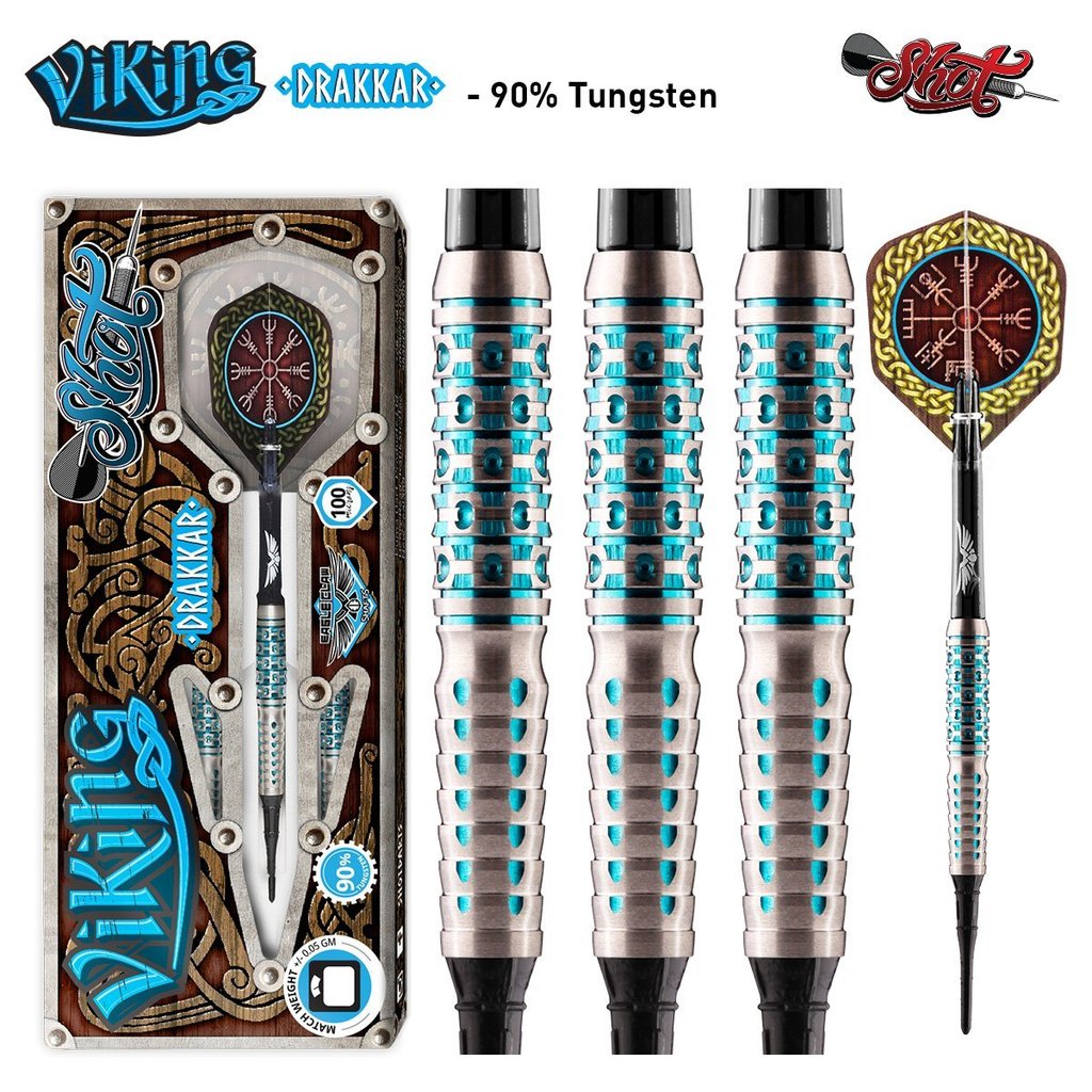 Shot Viking Drakkar Soft Tip Darts - Back Weighted 18gm