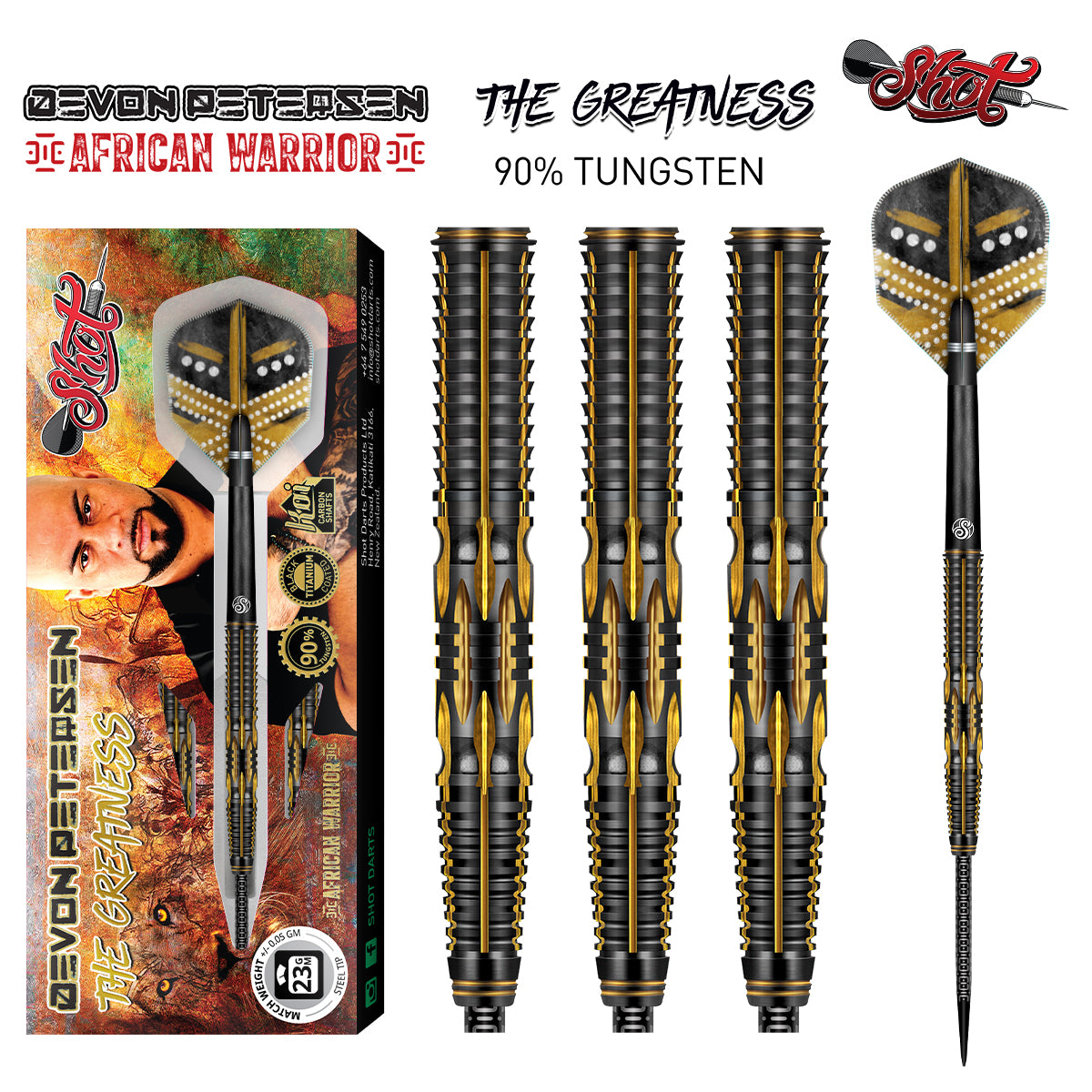 Devon Petersen Greatness Steel Tip Dart Set-90% Tungsten-23g