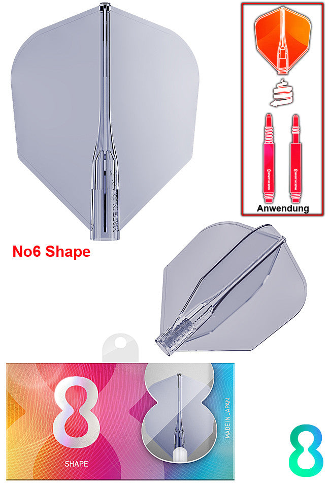 8 FLIGHT CLEAR CANDY DART FLIGHTS - NO 6 SHAPE