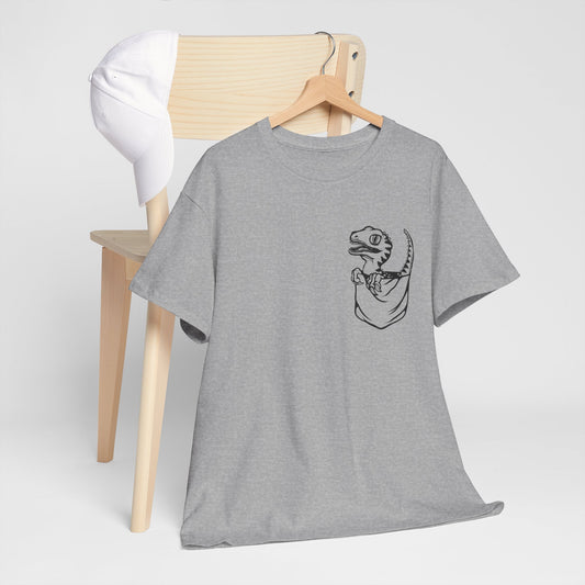 Raptor Pocket Tee - Fun Cotton Shirt for Dart Lovers, Casual Wear, Dino-Themed