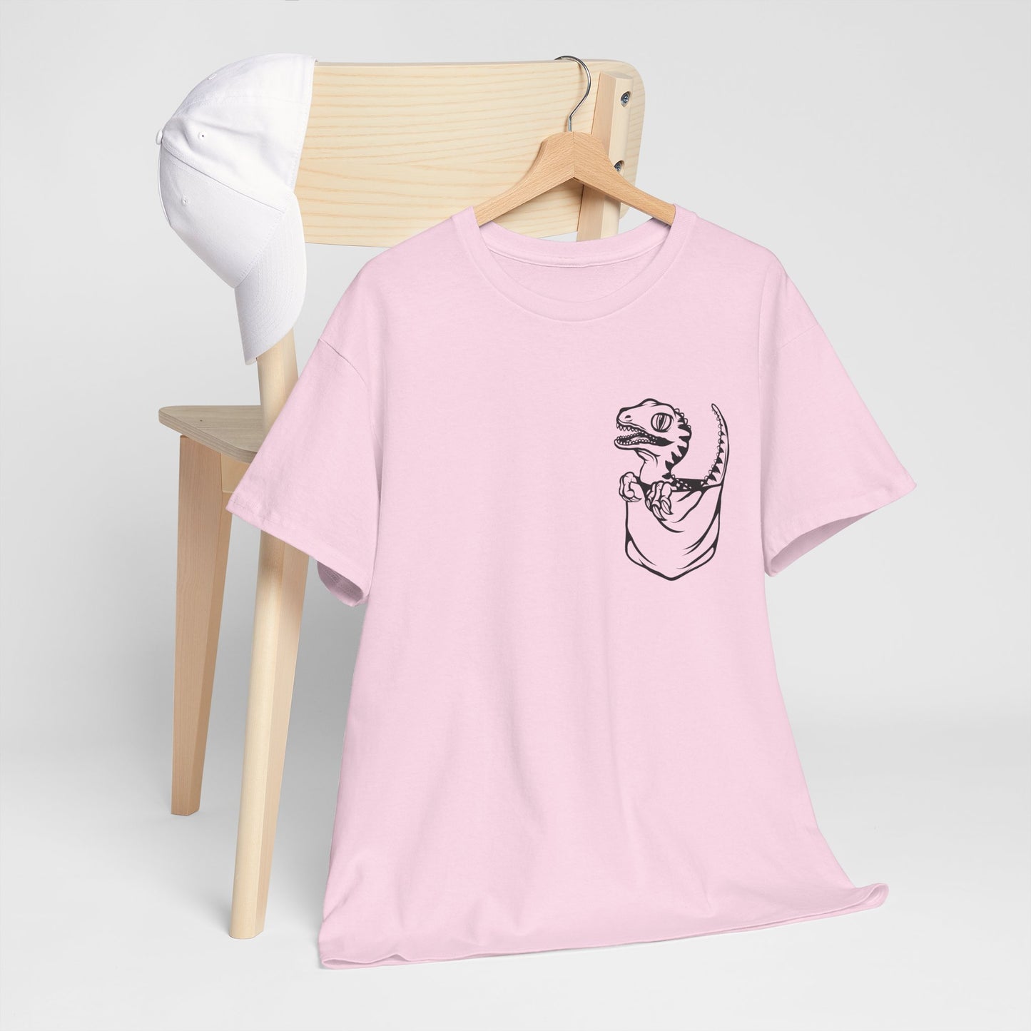Raptor Pocket Tee - Fun Cotton Shirt for Dart Lovers, Casual Wear, Dino-Themed