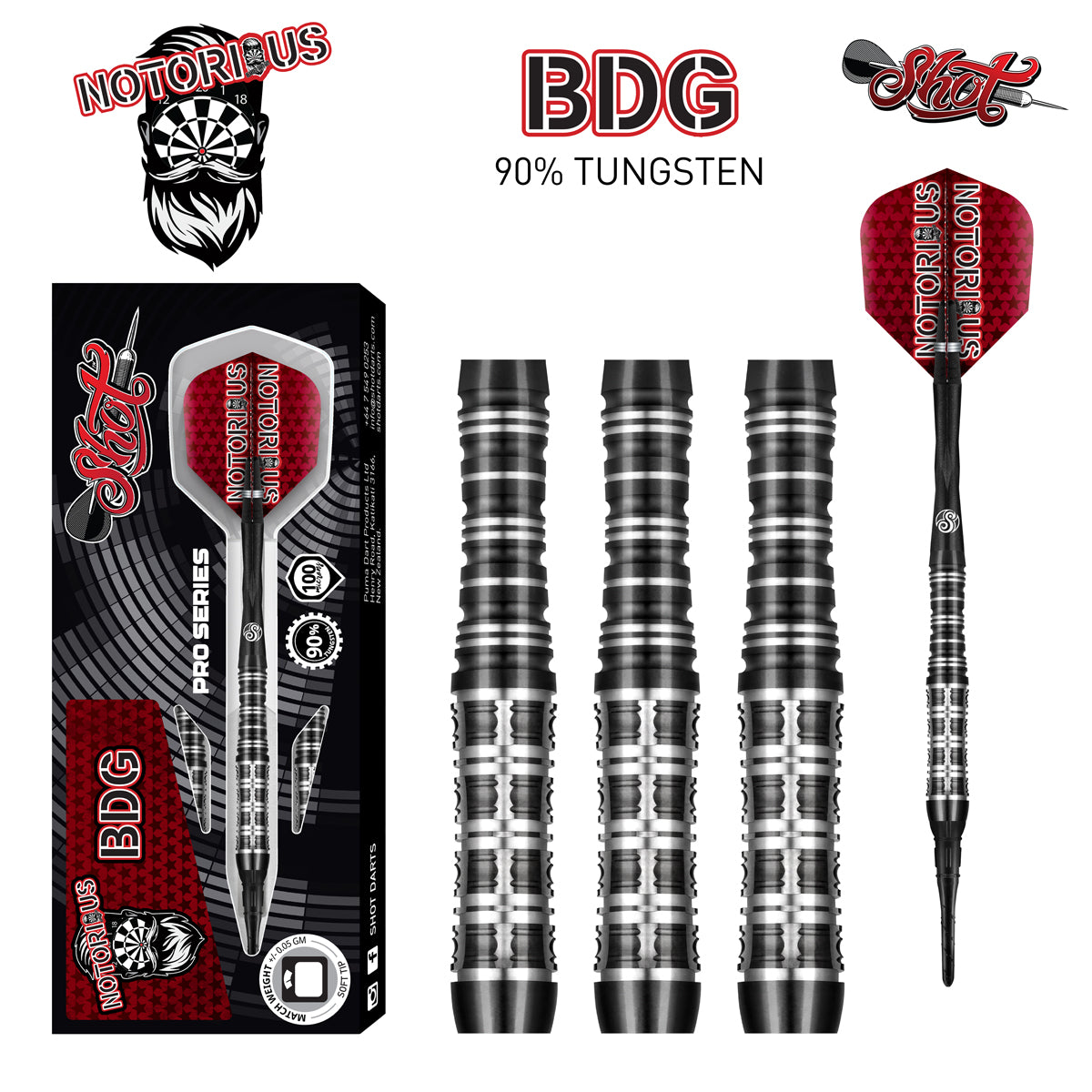 Shot Pro Series - Notorious BDG Soft Tip Dart Set-90% -20gm