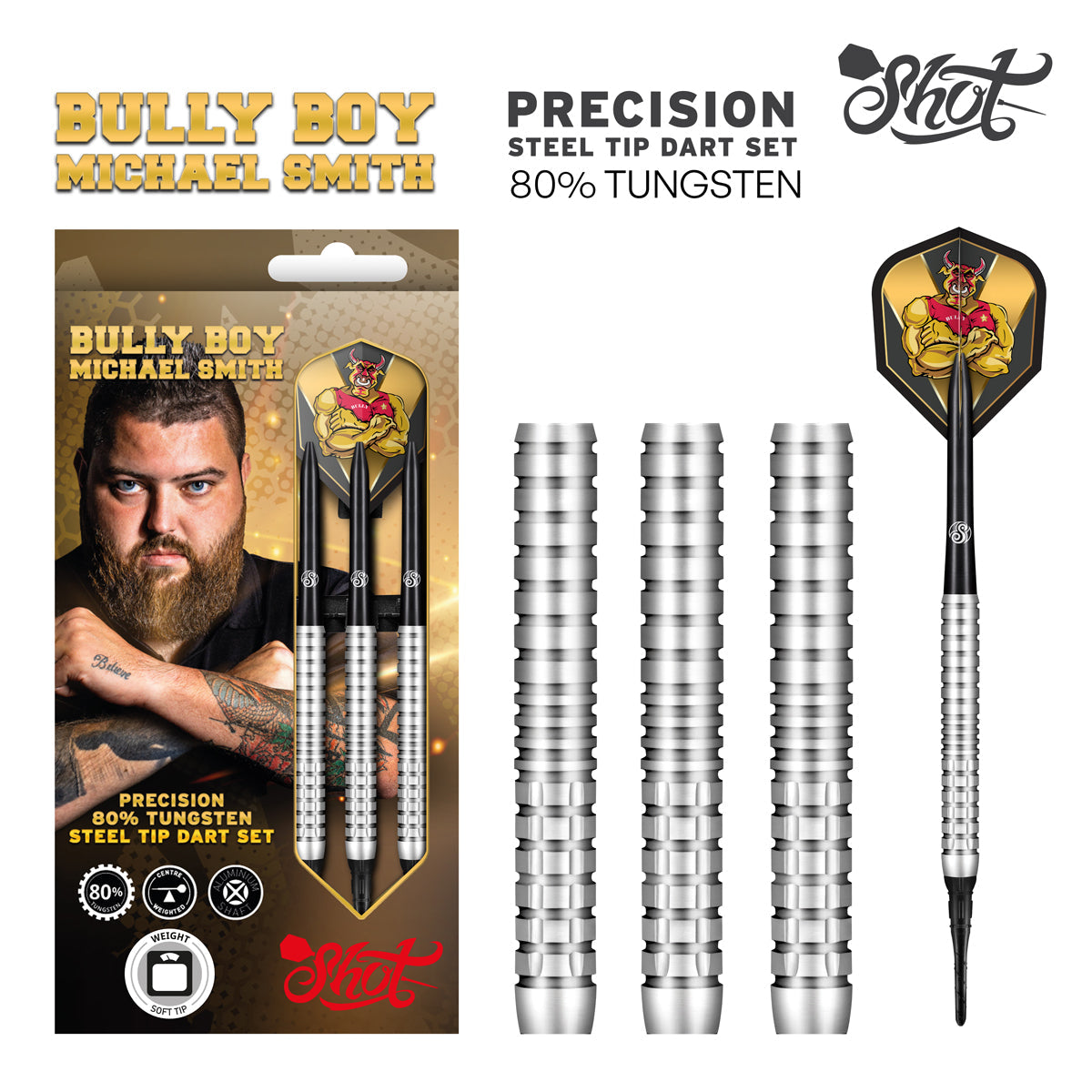 Shot Bully Boy Michael Smith Precision Soft Tip Darts-20gm