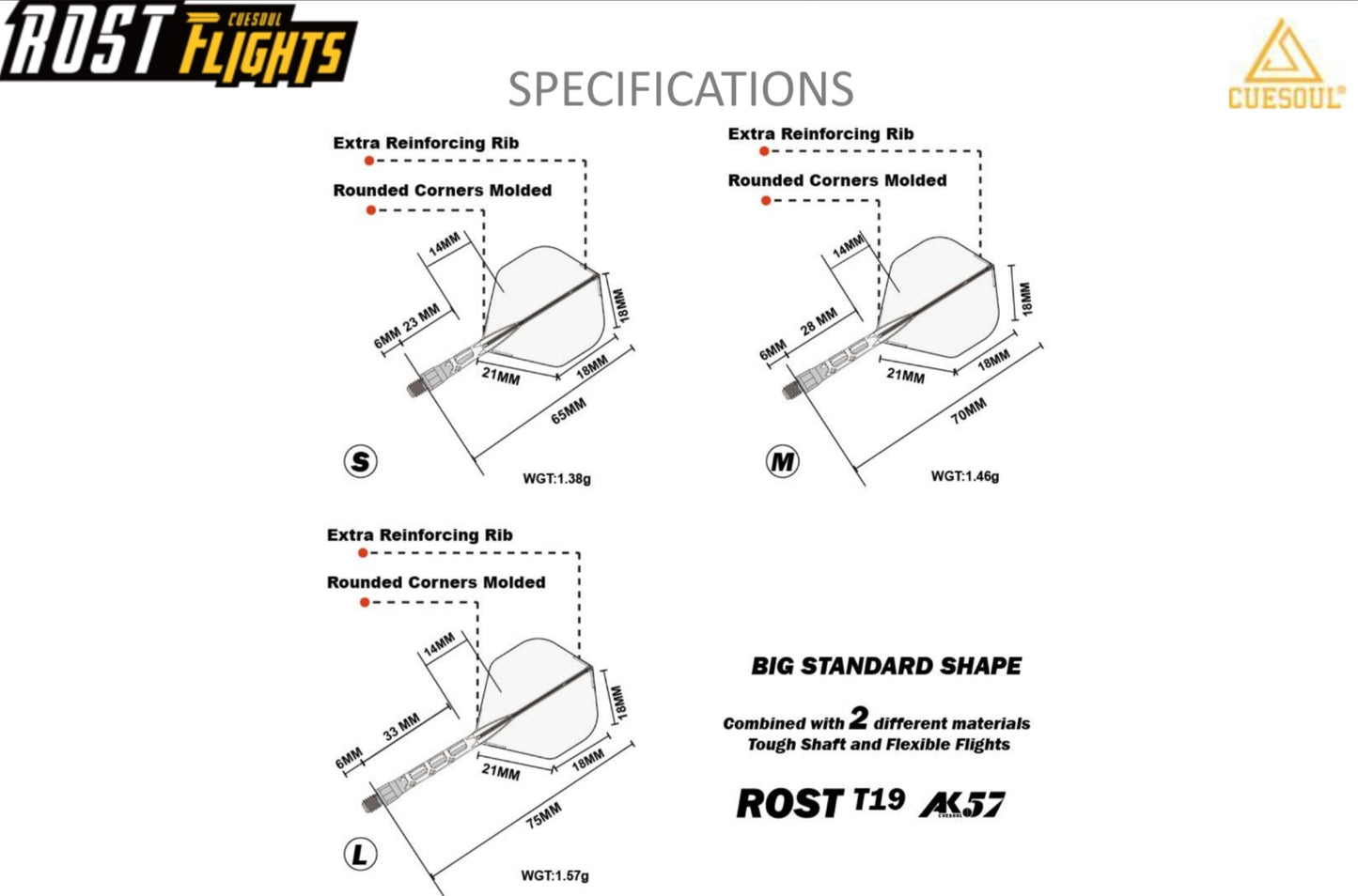 Rost T19 Standard Integrated Flights Black/Clear