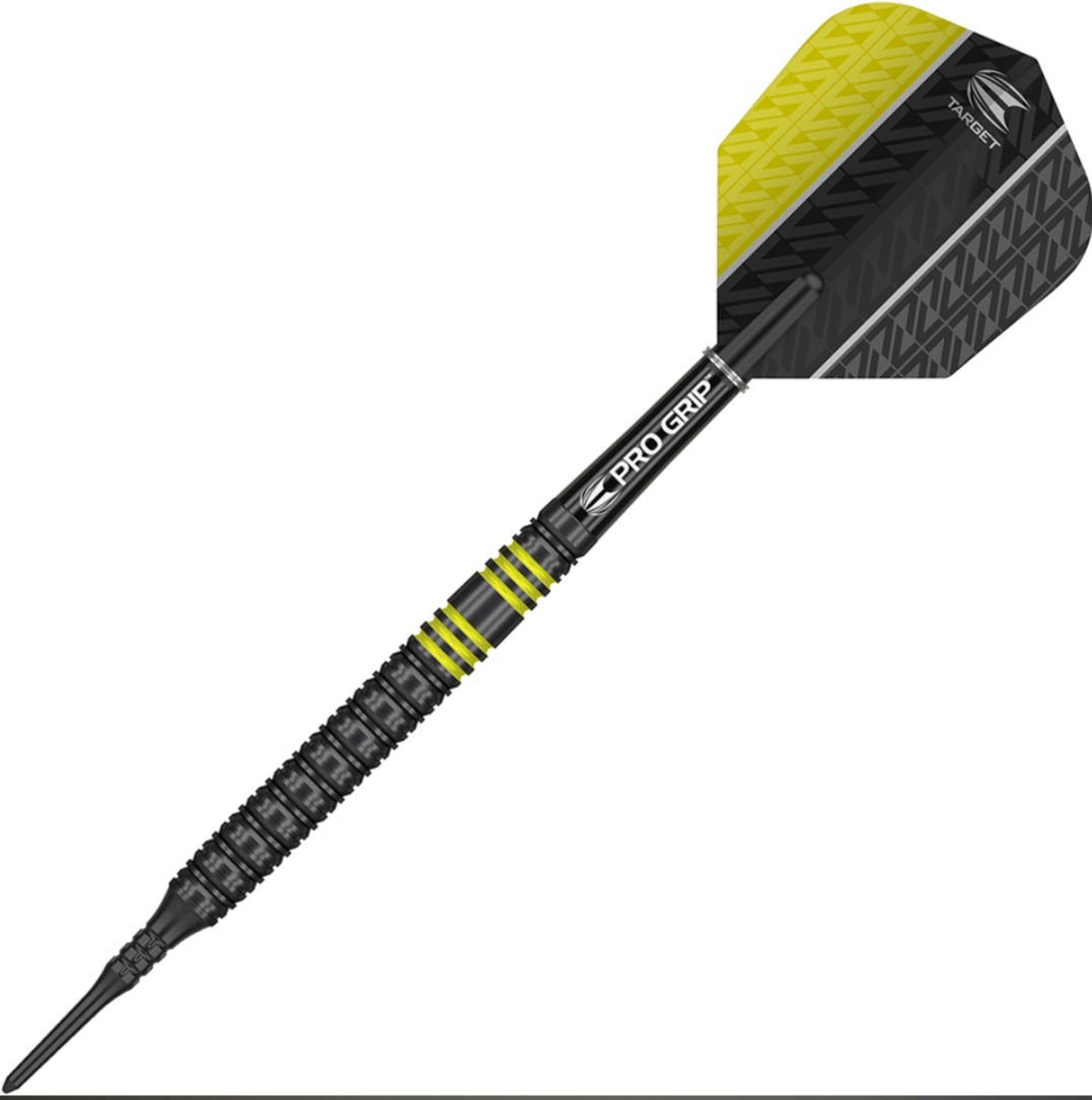 TARGET VAPOR8 BLACK YELLOW SOFT TIP DARTS - 19GM