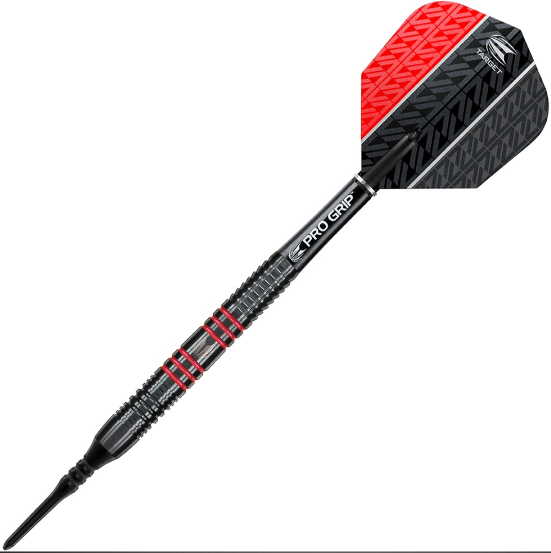 TARGET VAPOR8 BLACK RED SOFT TIP DARTS - 19GM