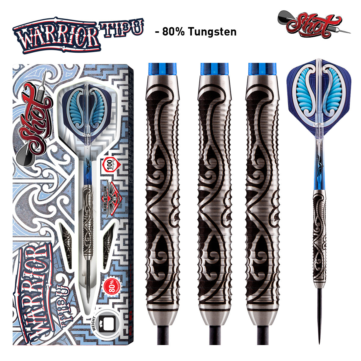 Warrior Tipu Steel Tip Dart Set-80% Tungsten-23g