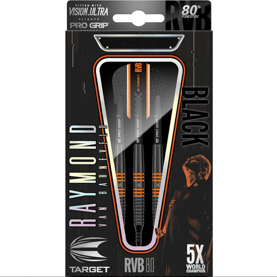 TARGET RAYMOND VAN BARNEVELD RVB 80 BLACK SOFT TIP DARTS - 20GM