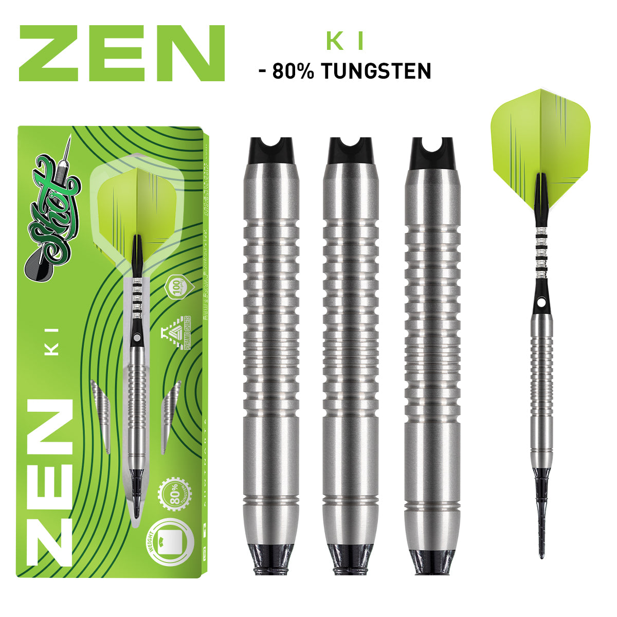 Zen Ki Soft Tip Dart Set-80% Tungsten-